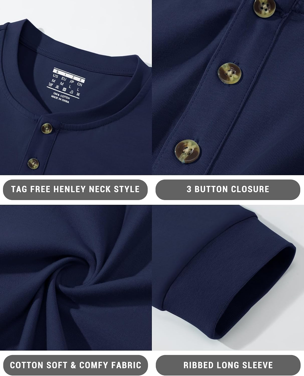 Thumbnail 6 de EKLENTSON Men's Henley Shirt, Cotton