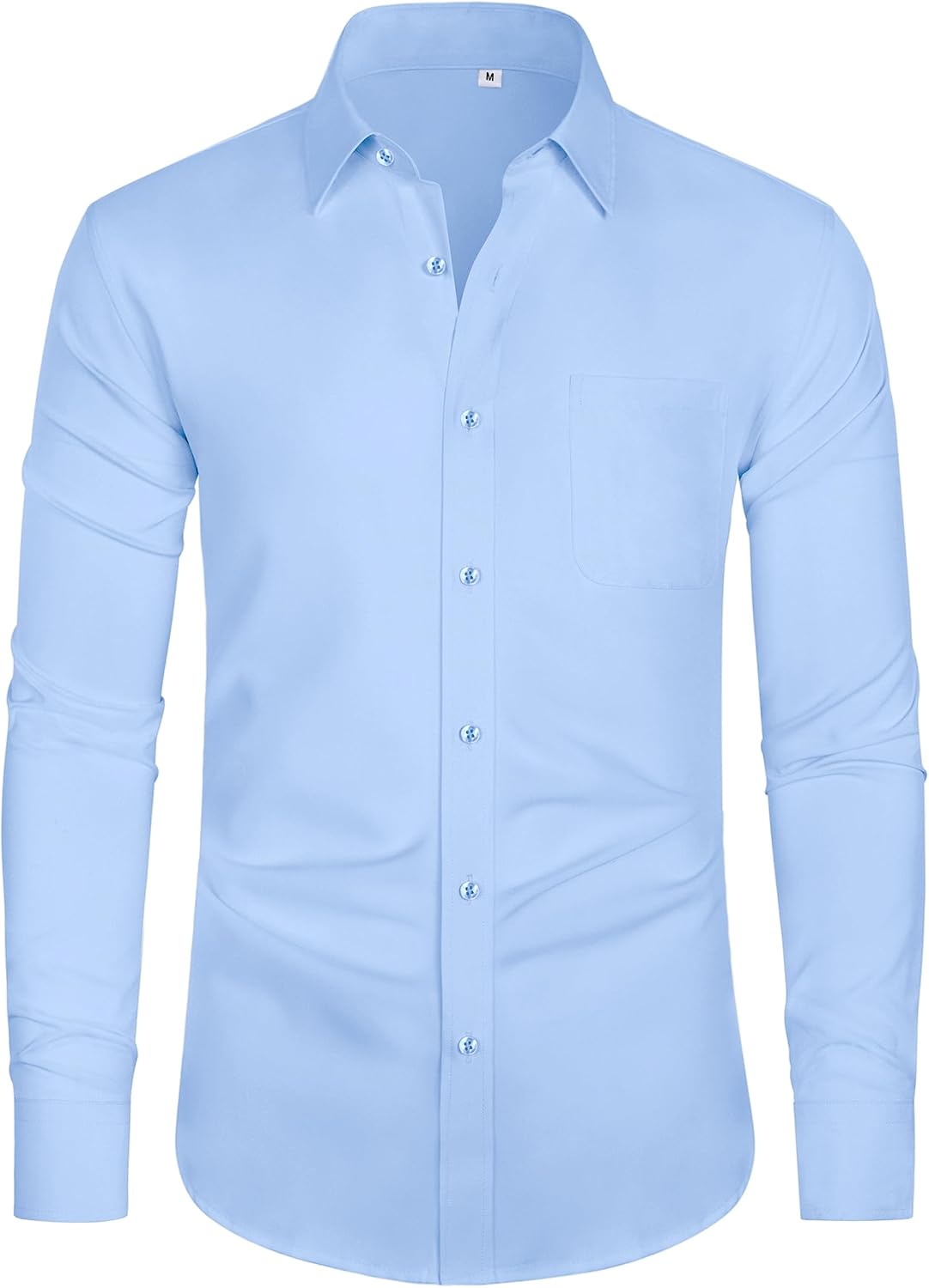 Detalle de J.VER Men’s long sleeve 4-way stretch wrinkle-free formal dress shirt with pocket (business, wedding & work)