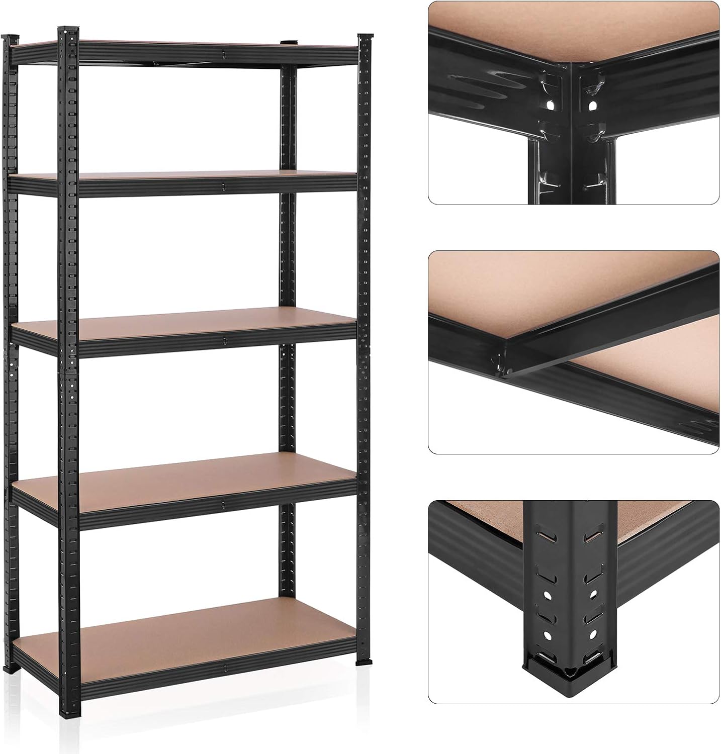Detalle de SONGMICS Schwerlastregal GLR040B01 – 40 x 90 x 180 cm, bis 875 kg, mit Kippschutz