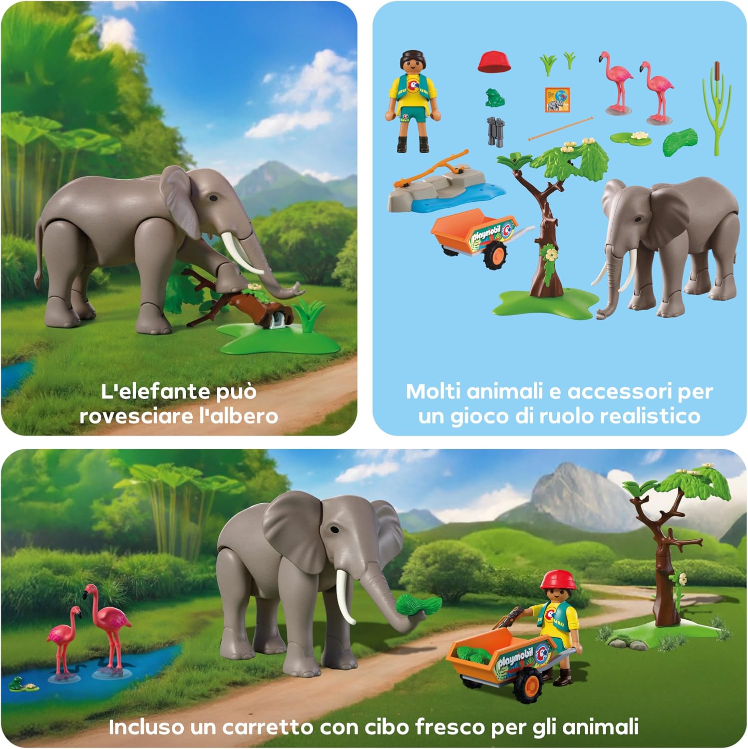 Detalle 2 de PLAYMOBIL Animal & Friends: Elefante con guardiano dello zoo (72068)