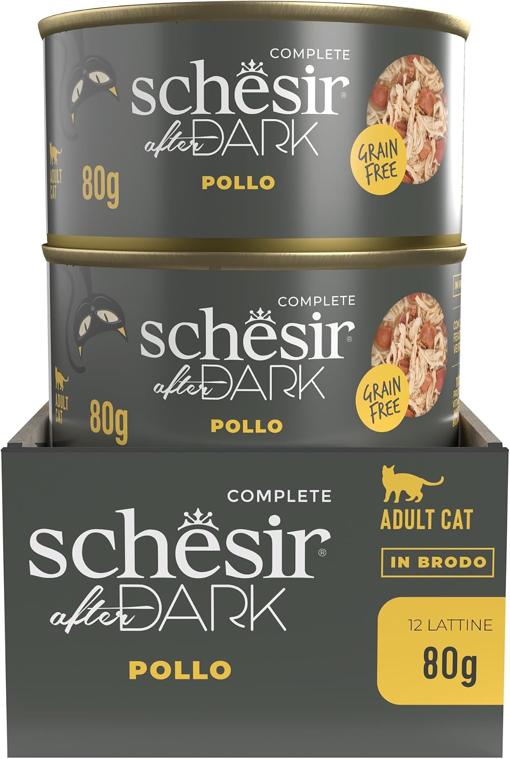 Detalle de Schesir After Dark Filetti di Pollo in Brodo 12x80 g – alimento umido grain free per gatti adulti
