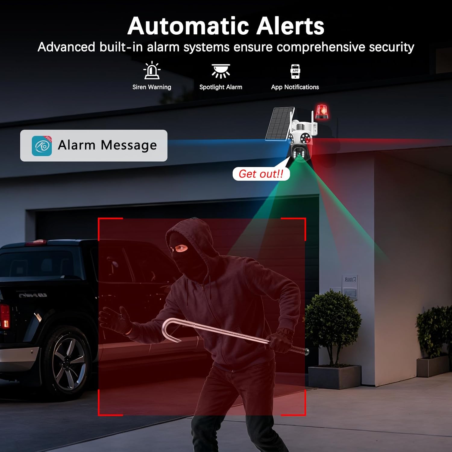 Thumbnail 6 de Caméra de surveillance extérieure sans fil 8MP avec panneaux solaires 355° PTZ et double objectif grand angle – Pack 2