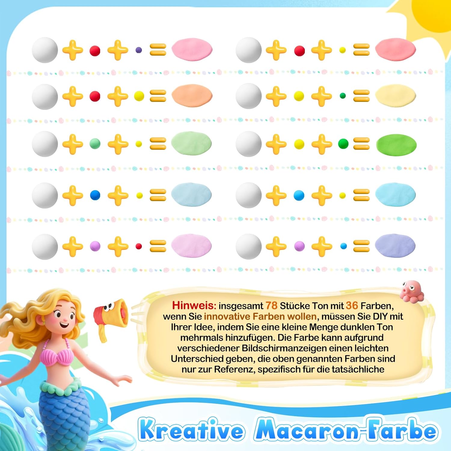 Thumbnail 4 de DazzBoom 78 Beutel Knete mit 36 Farben – lufttrocknende Modelliermasse mit 6 Werkzeugen