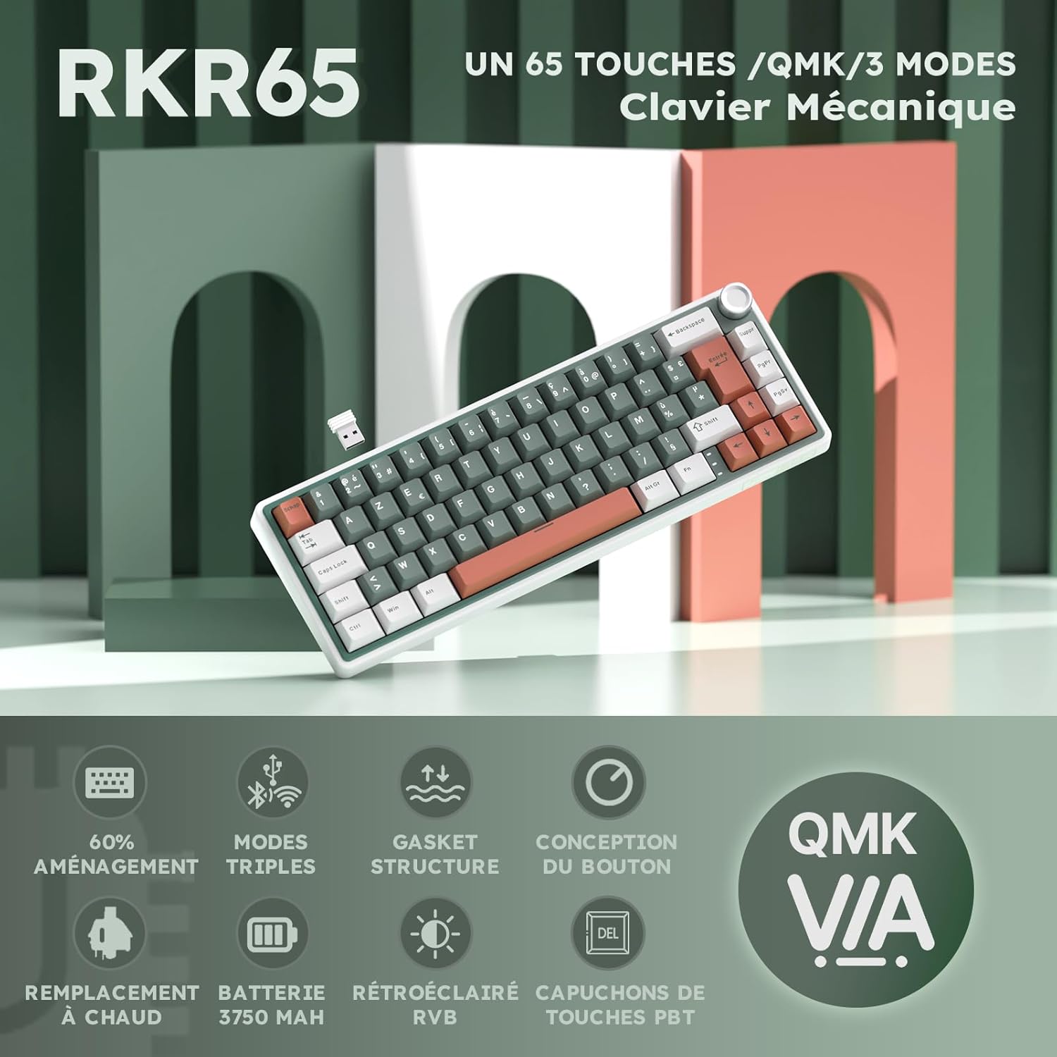 Thumbnail 1 de RK ROYAL KLUDGE R65 clavier mécanique 60% AZERTY ⌨