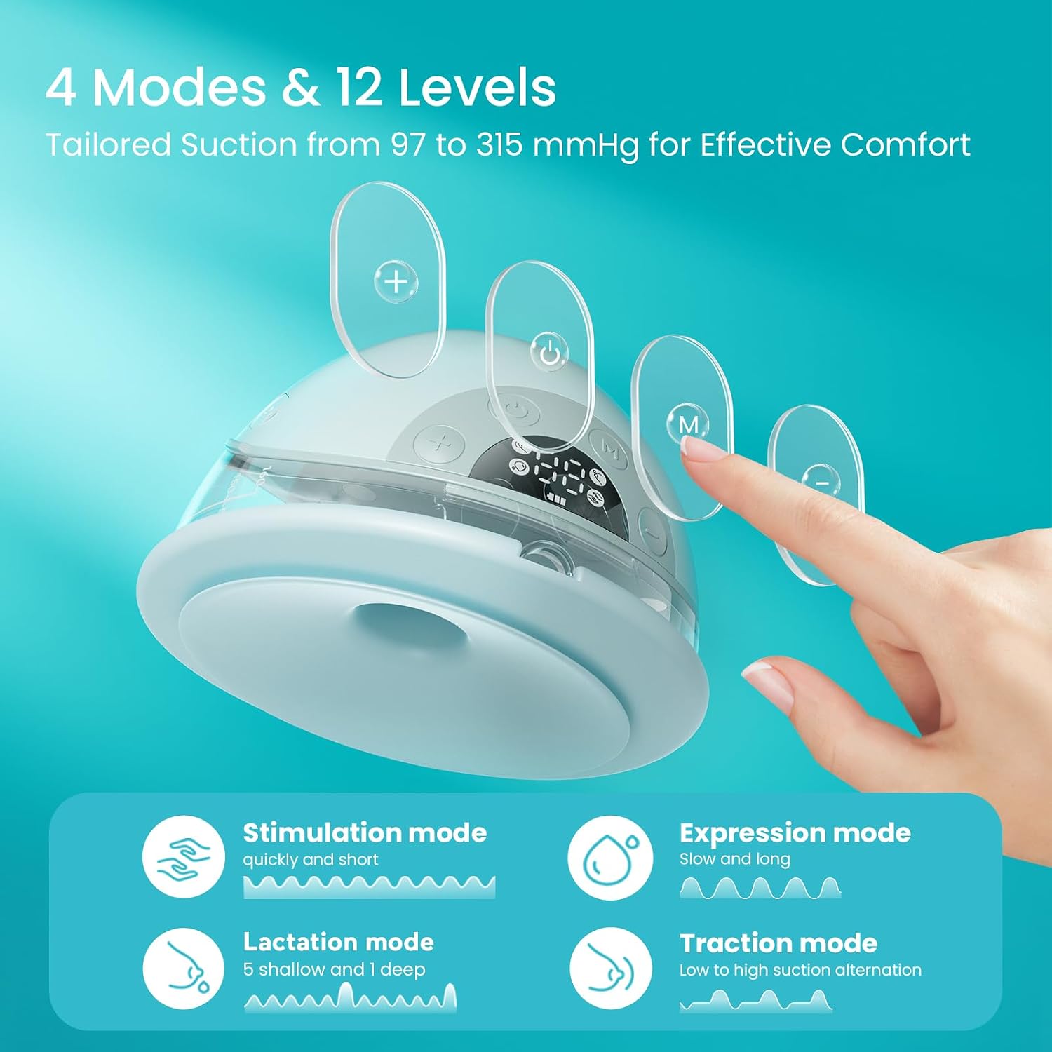 Thumbnail 6 de Paruu P20 Hands-Free Wearable Breast Pump, 4 Modes, 12 Levels, 2-Pack