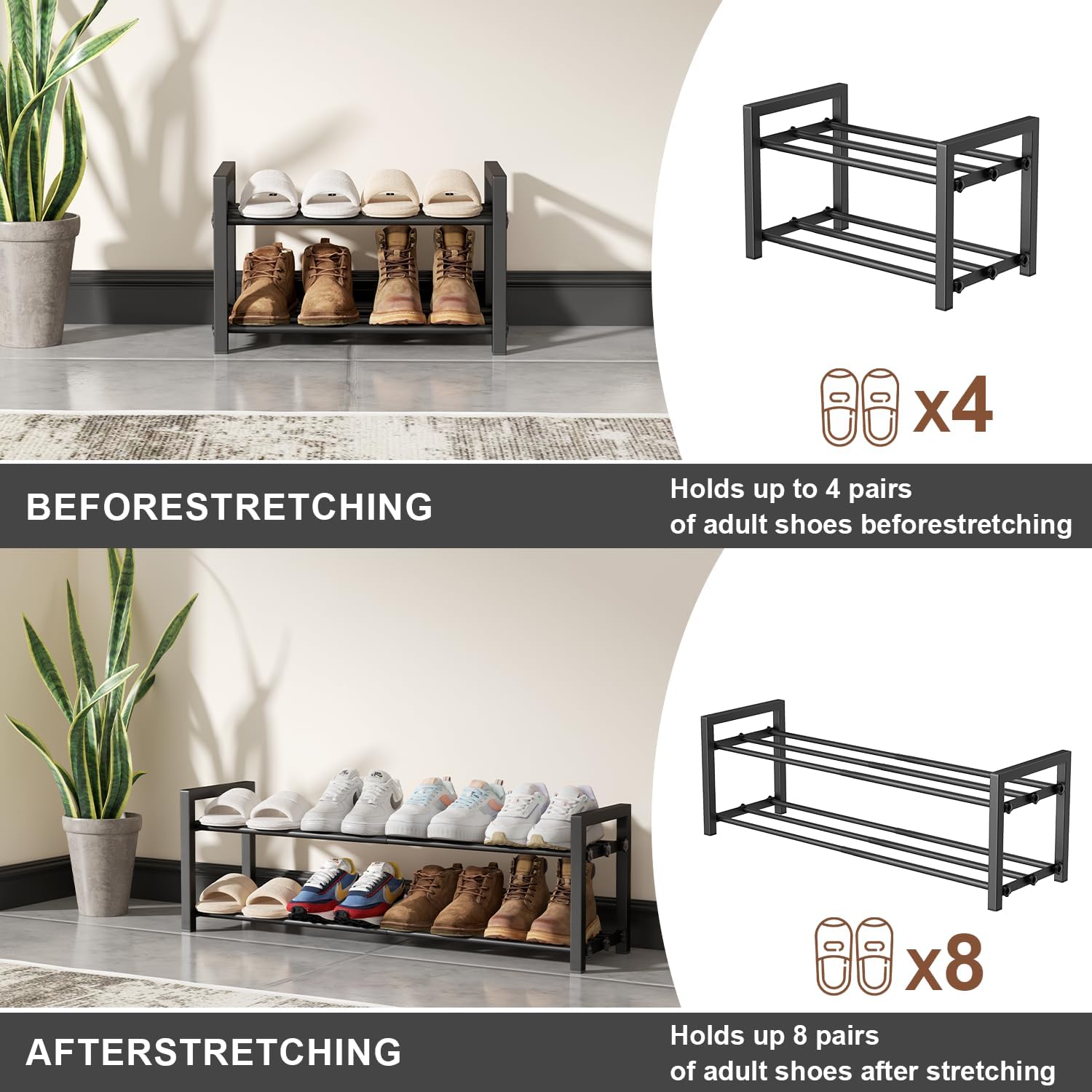 Detalle 2 de HDDTTZ Expandable Shoe Rack, 2-Tier