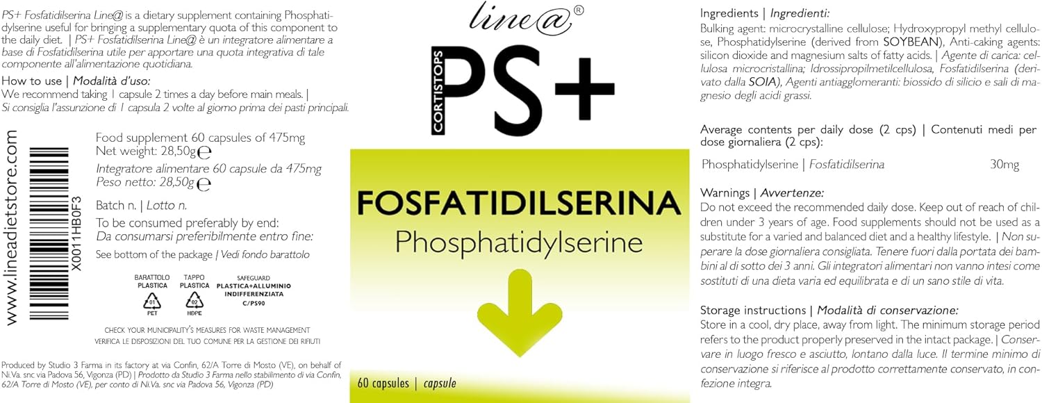 Thumbnail 1 de PS+ phosphatidylsérine Line@ – 60 capsules: gestion du stress, ballonnements et graisse viscérale