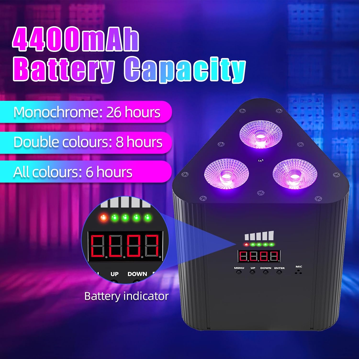 Thumbnail 2 de HOLDLAMP ZQ01449 Rechargeable Wireless RGBW LED PAR Light with Remote and DMX