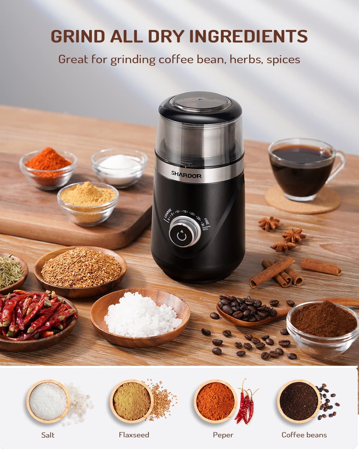 Detalle 2 de SHARDOR Electric Blade Coffee Grinder, 1 Bowl