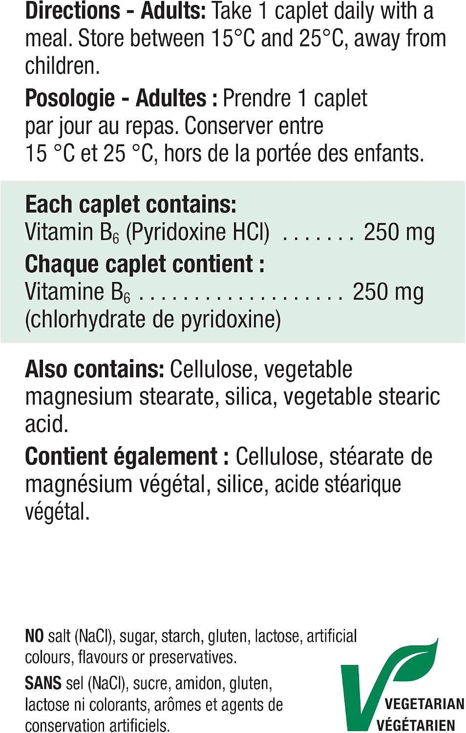 Detalle de Jamieson Laboratories 64642020192 Vitamin B6 250 mg Caplets, 100 Count