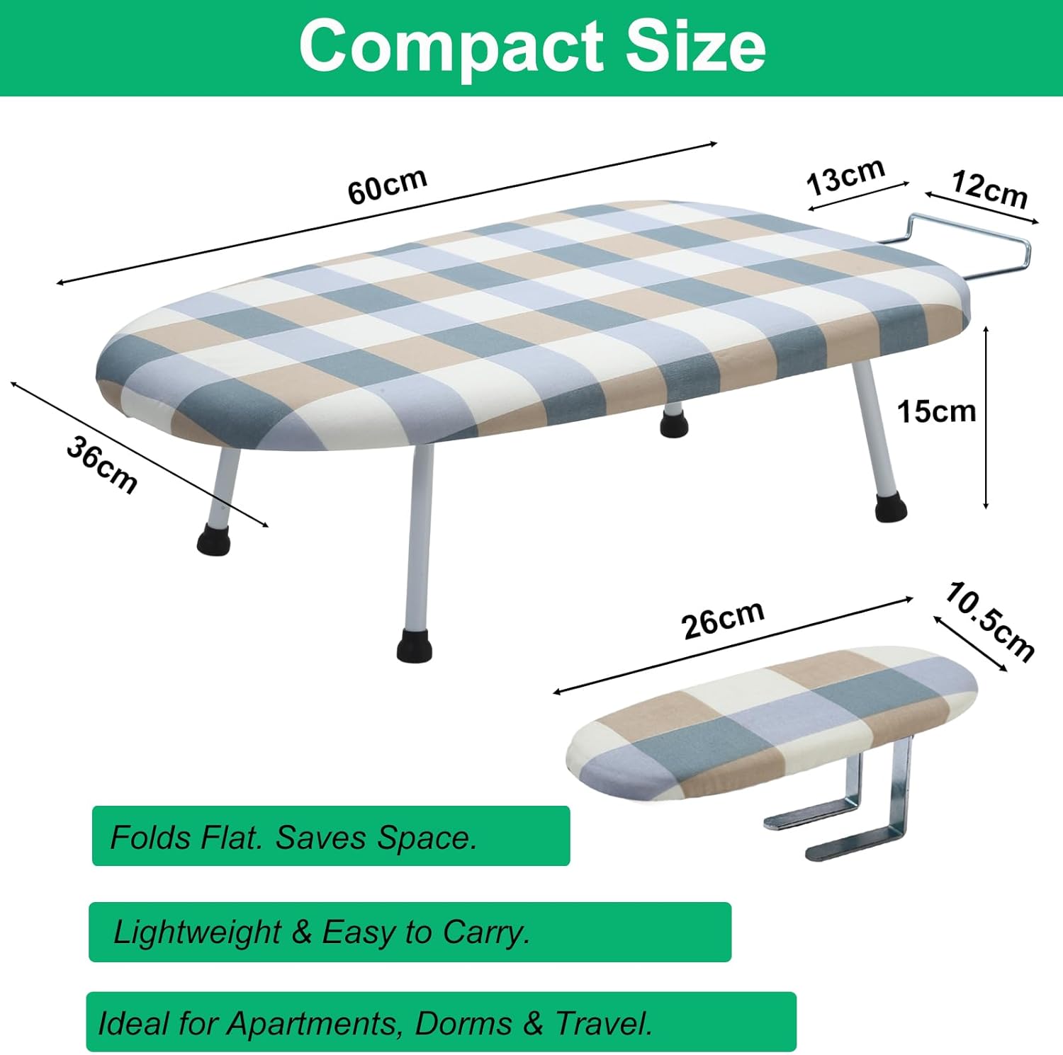 Detalle 2 de BeGrit Tabletop Ironing Board Compact Iron Table with Removable Sleeve Board and Built-In Iron Rest