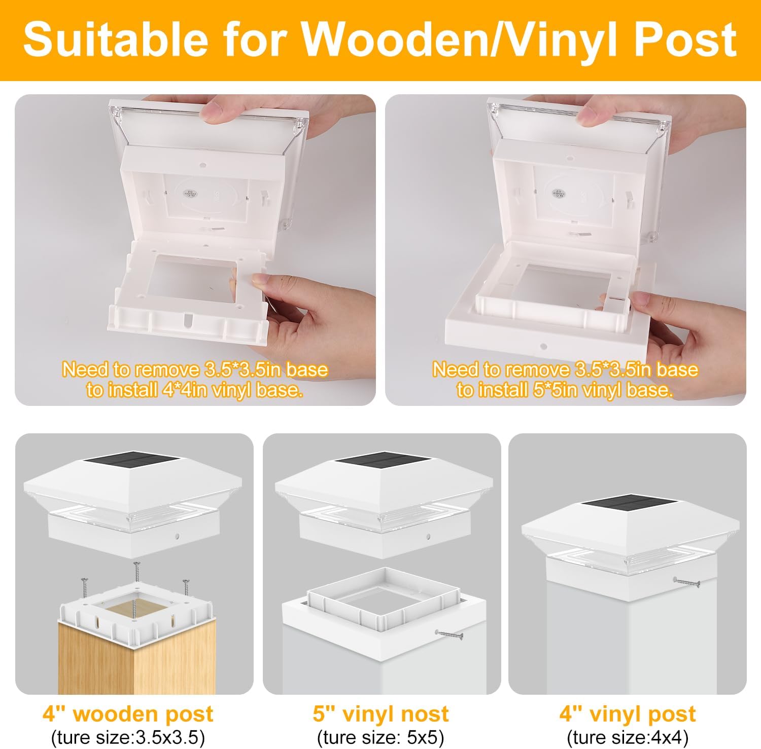 Thumbnail 1 de NATPOW Solar Post Lights (4 Pack) – Warm/Cool White LED Cap Lights for Outdoor Fence & Deck Posts