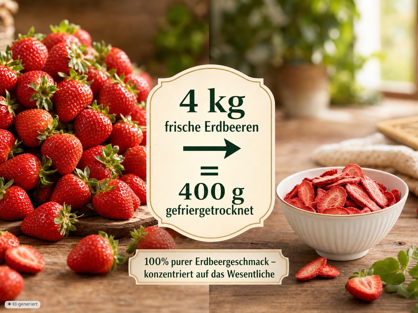Detalle de EWL Gefriergetrocknete Erdbeeren 400 g – 100% Frucht, ohne Zucker, veganer Snack