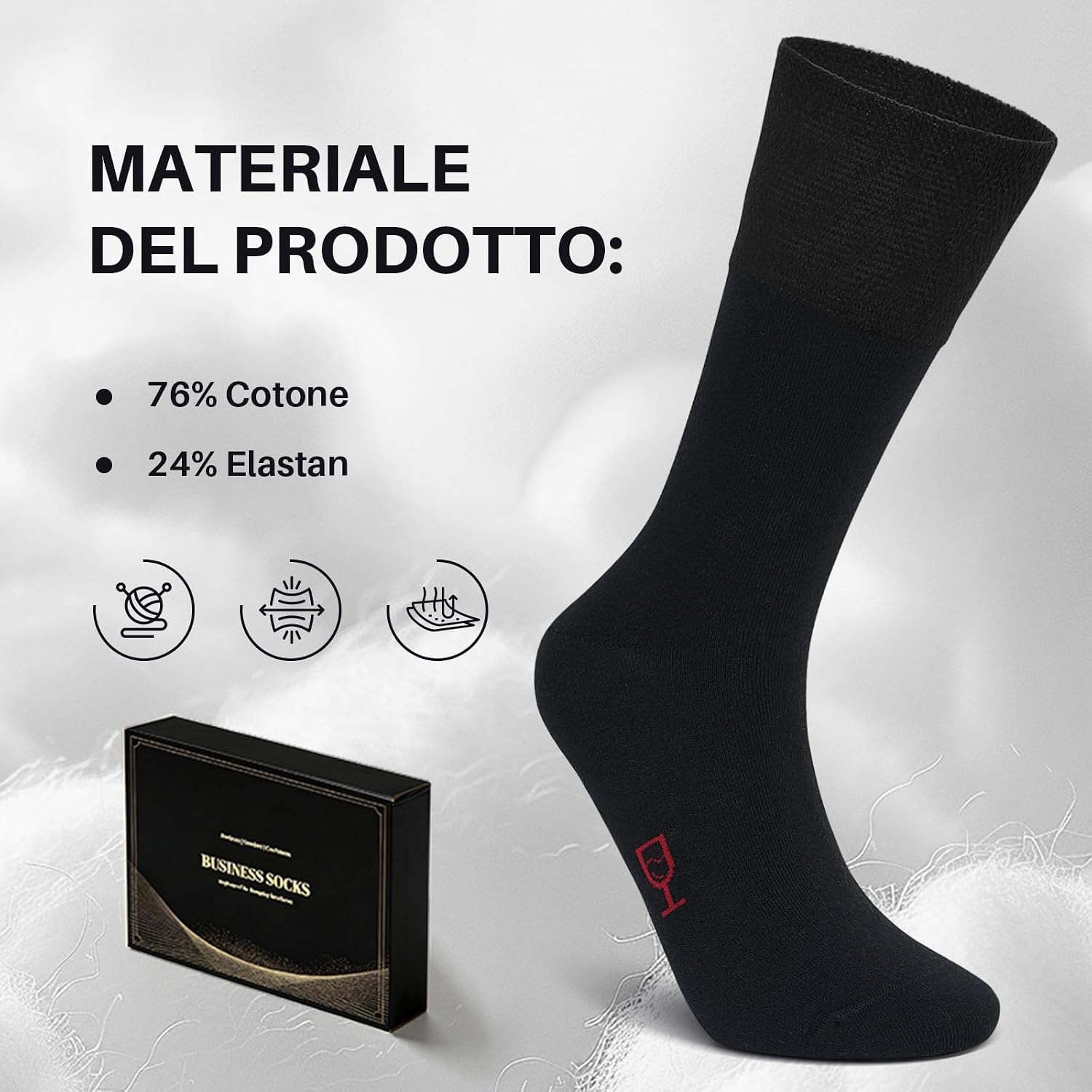 Detalle de ZAKASA calzini uomo in cotone 6 paia: classici business traspiranti senza cuciture