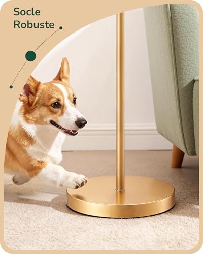 Detalle de EDISHINE Lampadaire Salon – Abat-jour velours vert & doré, LED 6W E27