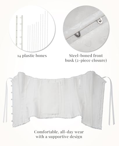 Thumbnail 4 de SZIVYSHI Halloween Overbust Corset Top, White, Size S, 14-Bone Stretch Fit