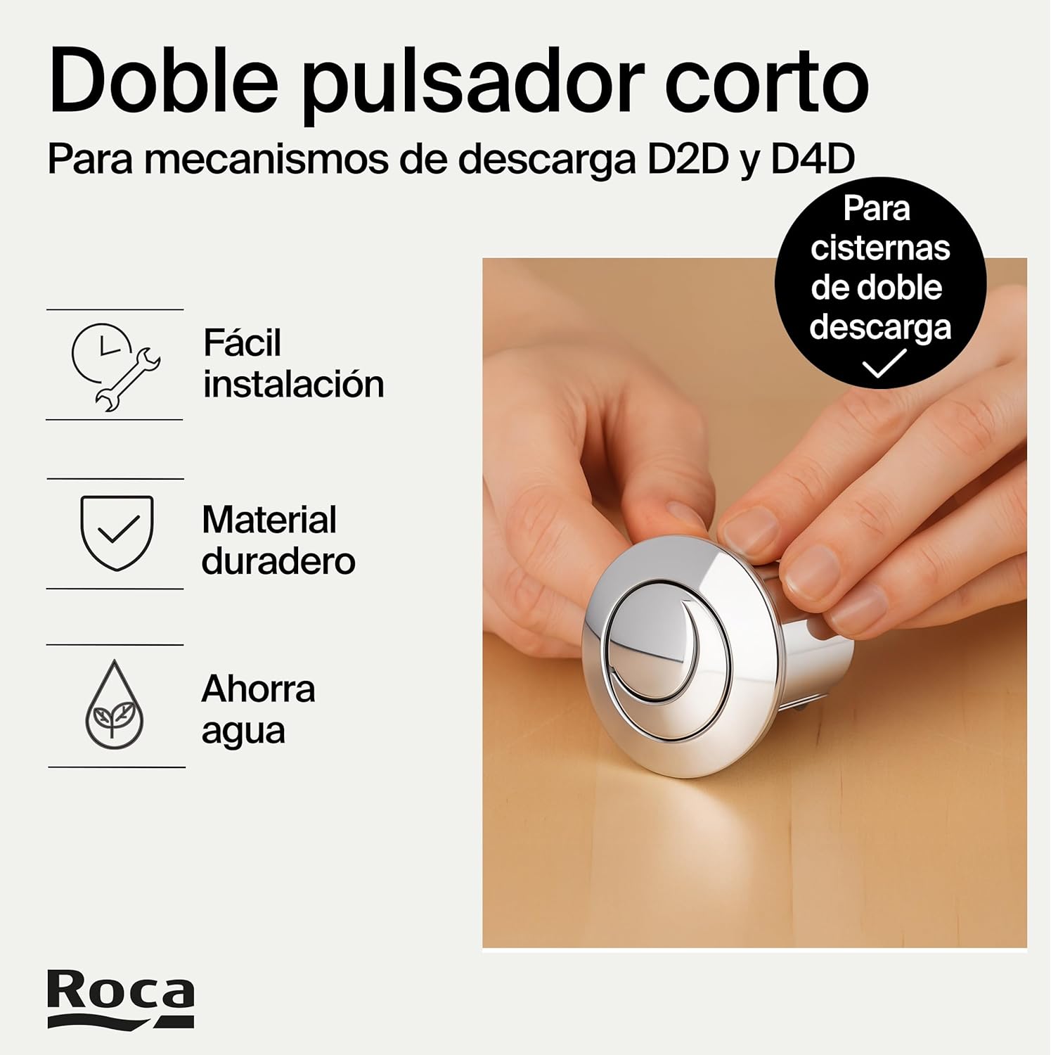 Detalle 2 de Roca AH0001800R Pulsador Doble