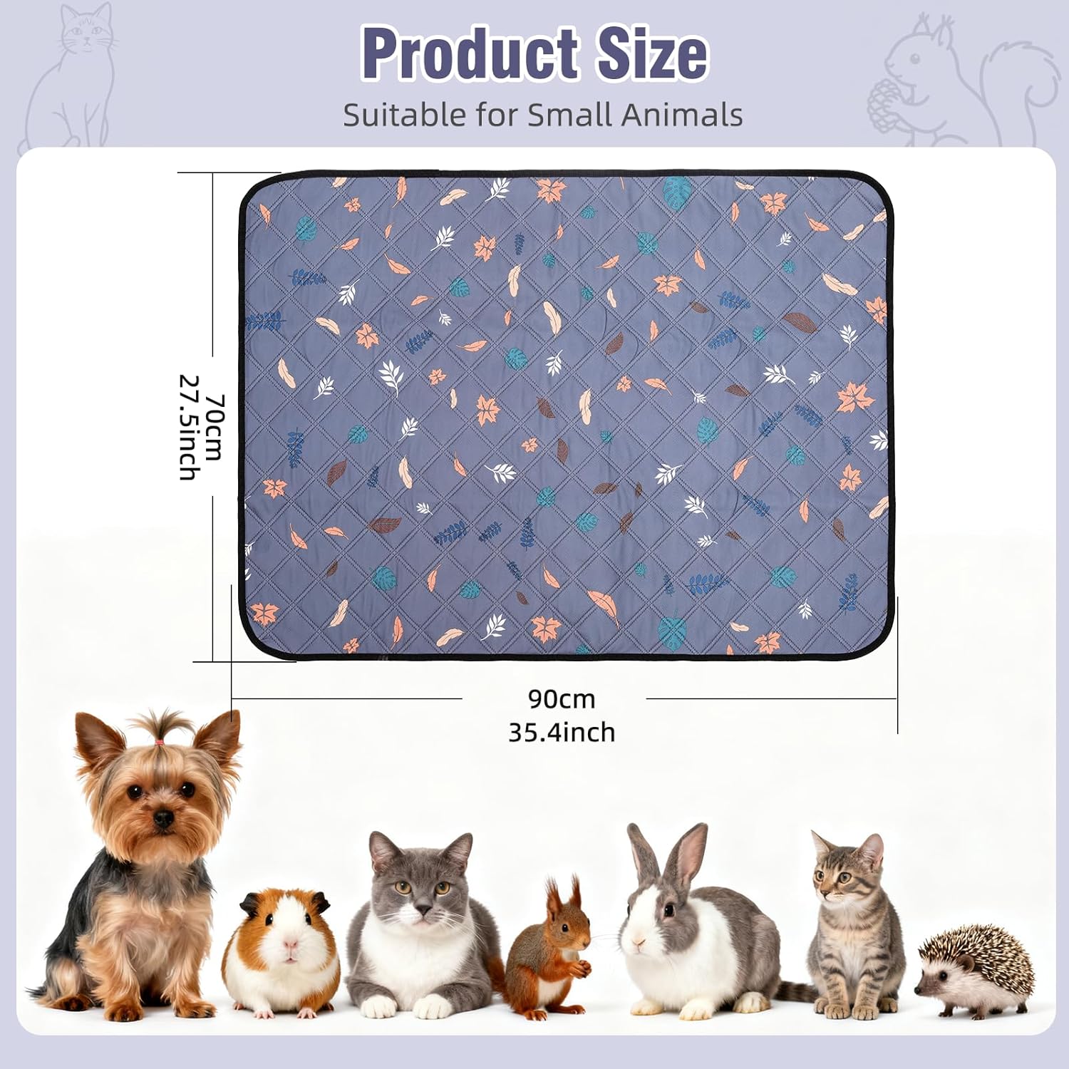 Thumbnail 2 de HOZKUY 2er-Set Pipi Pads 90x70 cm für Meerschweinchen – waschbare, rutschfeste Unterlage mit 4 Lagen