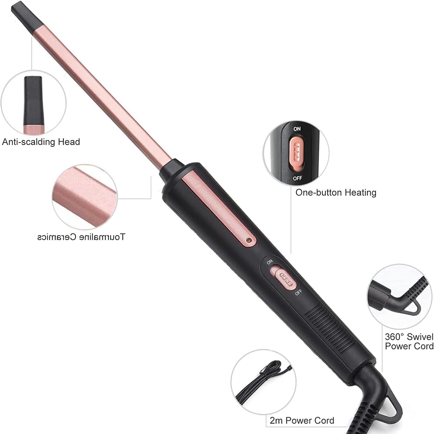 Detalle de Boucleur à Cheveux 9 mm: cylindre carré en céramique pour boucles serrées et rebondies