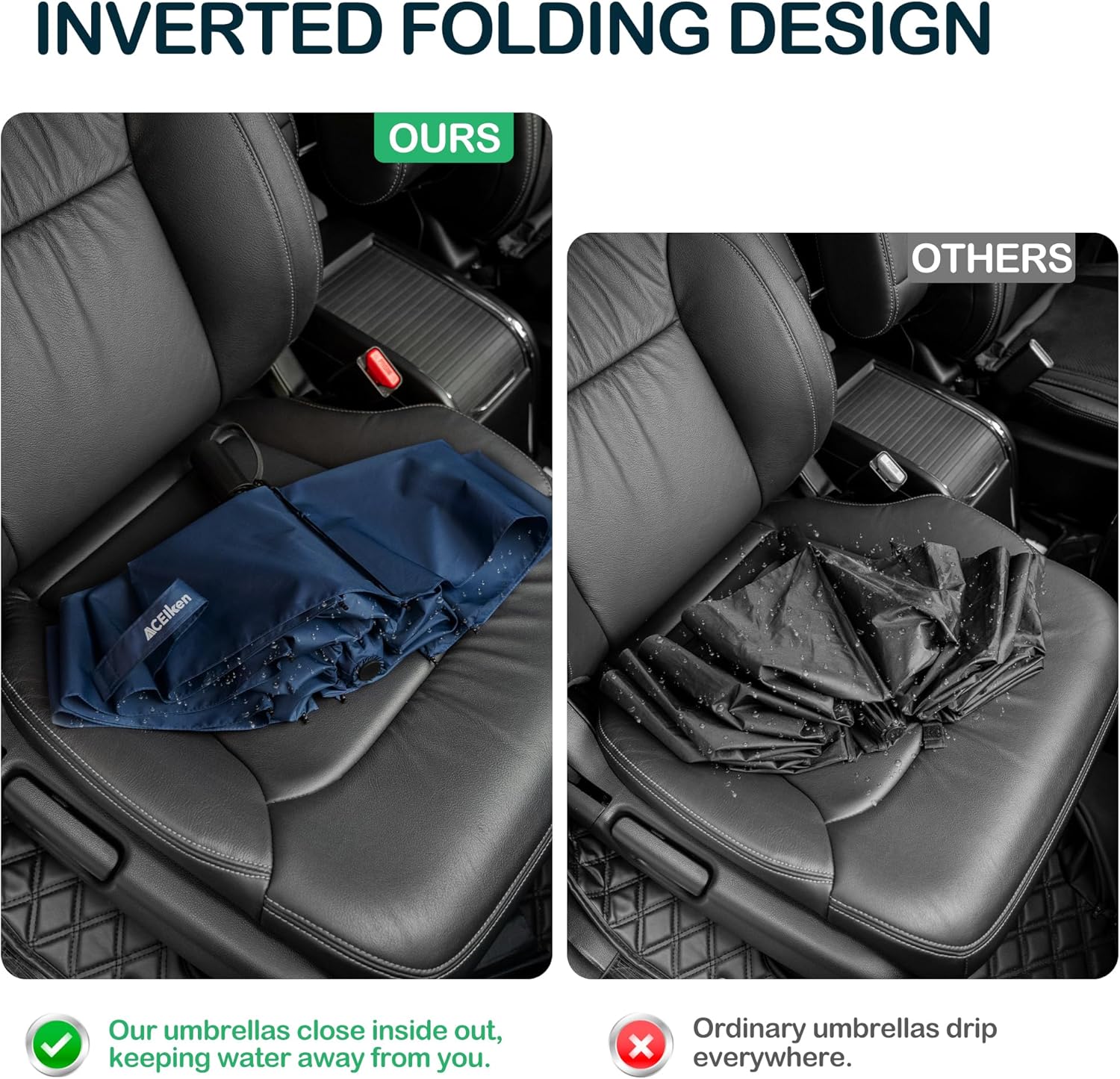 Thumbnail 1 de ACEIken Inverted Auto Open/Close Travel Umbrella – Windproof, Compact & Water-Repellent