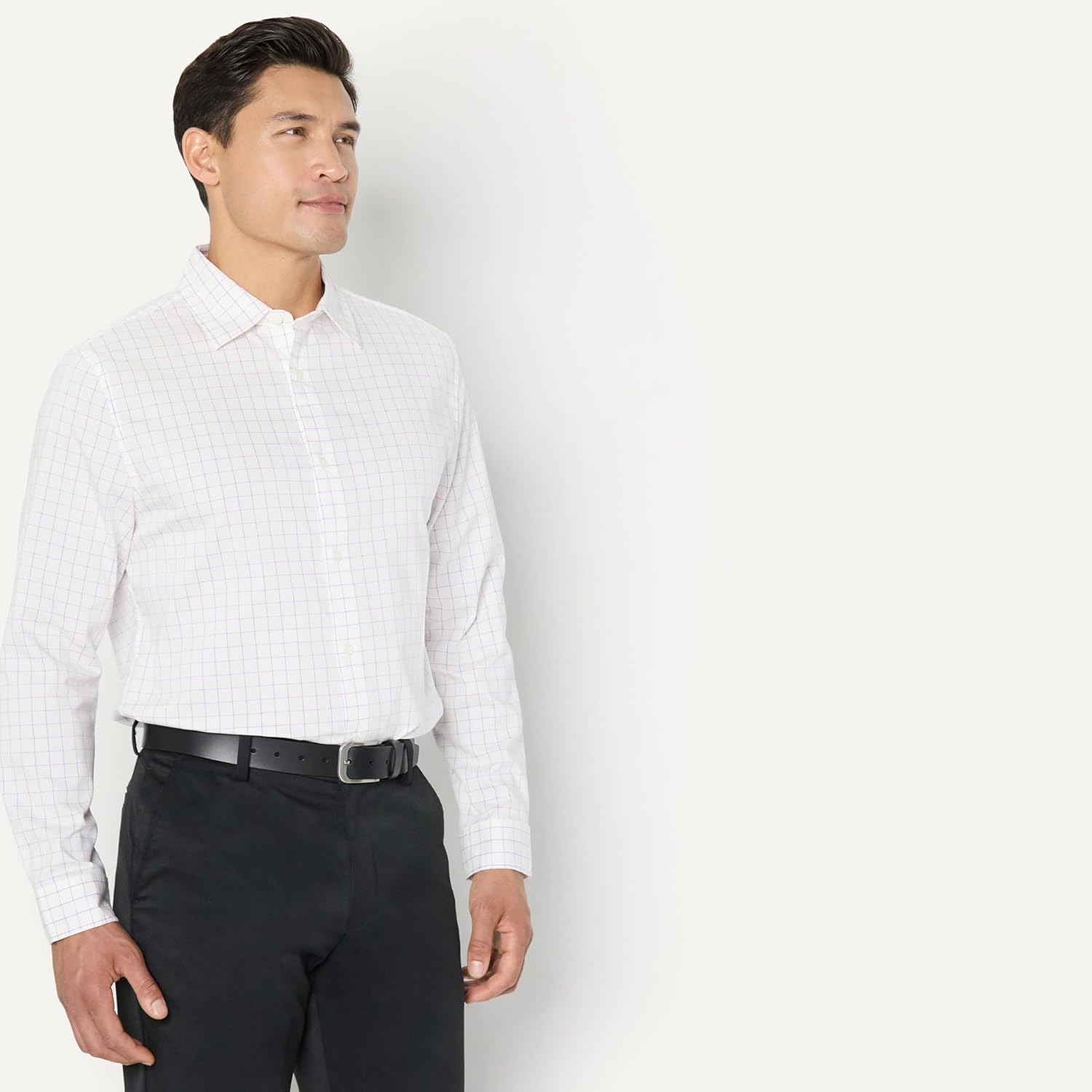 Detalle de Amazon Essentials Men's Regular Fit Long Sleeve Wrinkle Resistant Stretch Dress Shirt