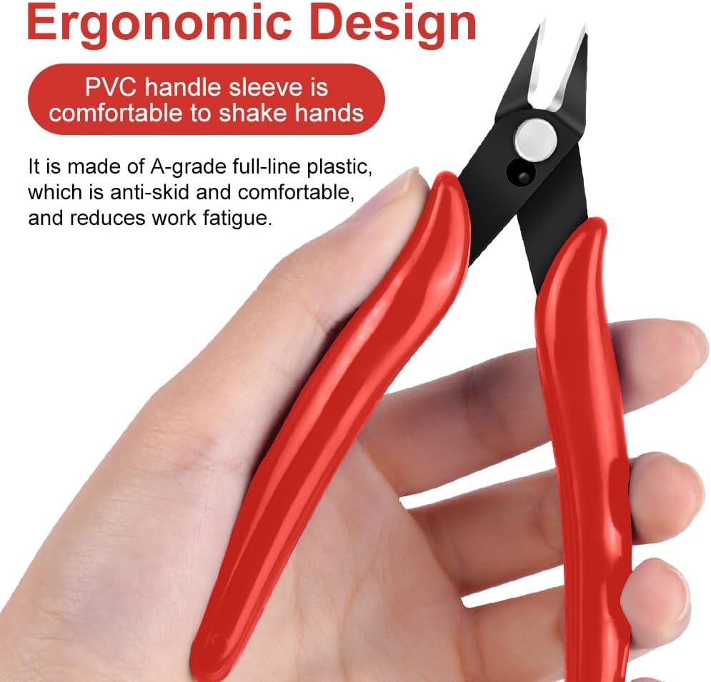Thumbnail 4 de Ainiv 2PCS Micro Wire Cutter Set with Spring-Loaded Flush Cutters (CRV Steel) – Red