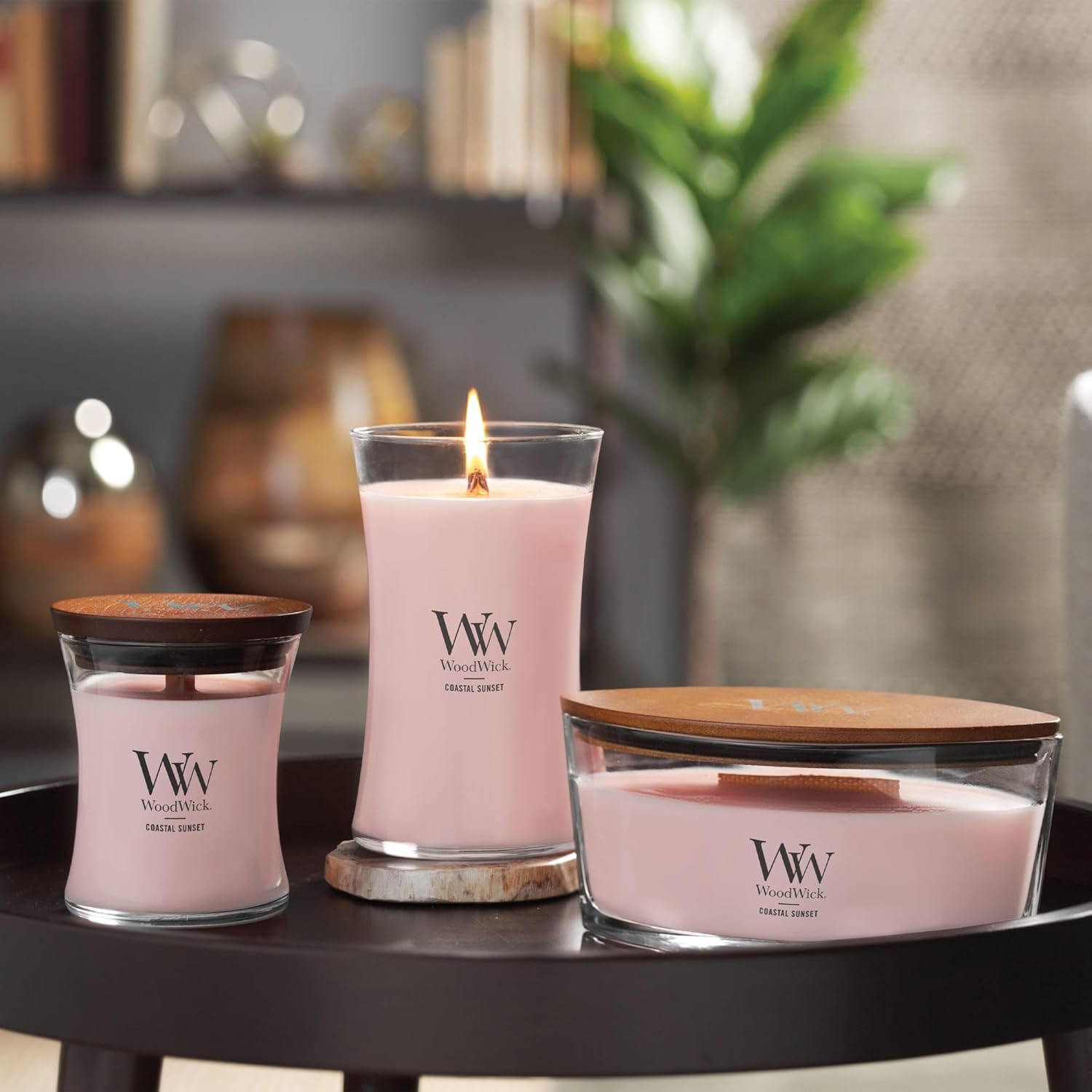 Detalle de WoodWick Ellipse bougie parfumée Hearthwick – Coucher de soleil