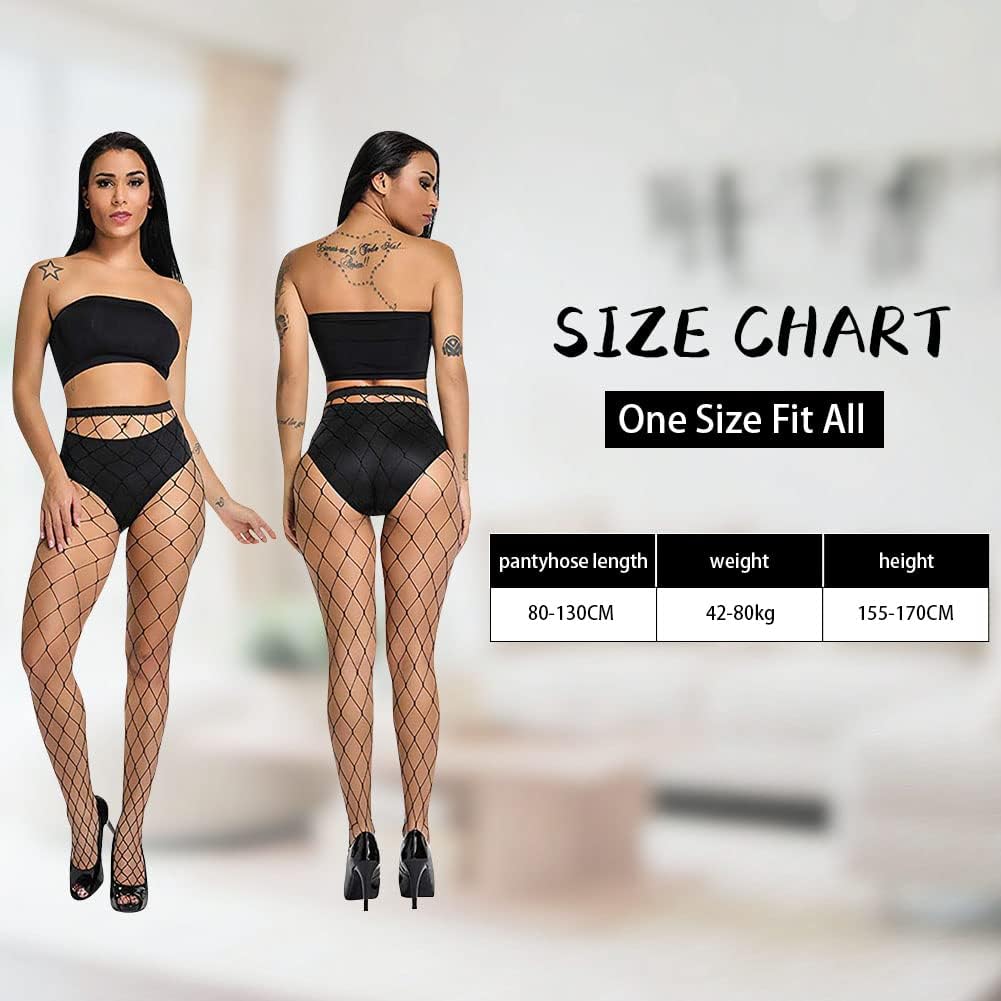 Detalle 2 de AOMIG Collants Résille Femme: elastische netkousen met hoge taille