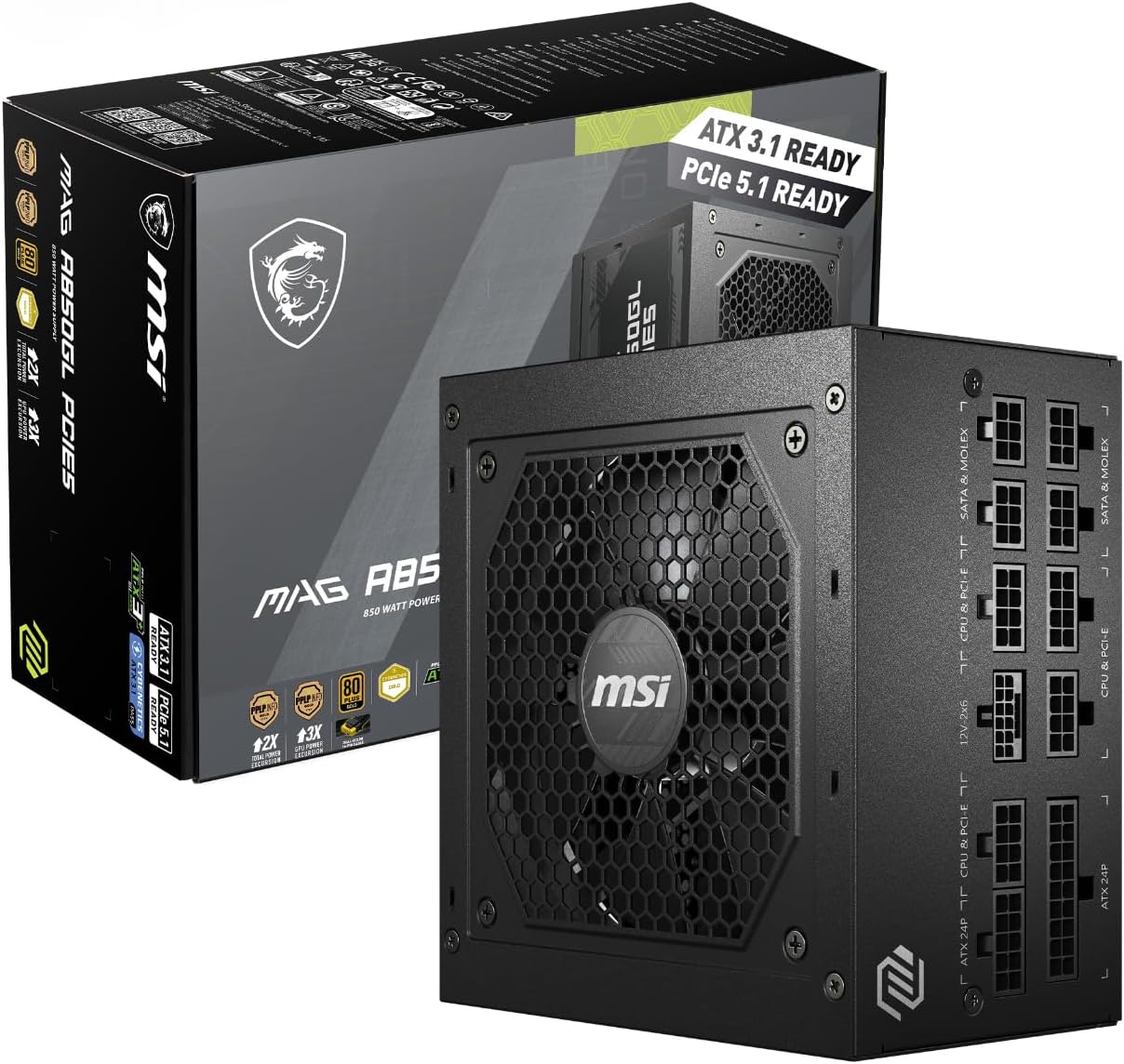 Detalle de MSI MAG A850GL 850W PSU