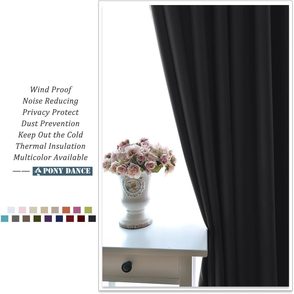 Thumbnail 6 de PONY DANCE Extra Wide Large Blackout Curtain Panel with Eyelets (79 x 102 in) for Room Darkening & Privacy