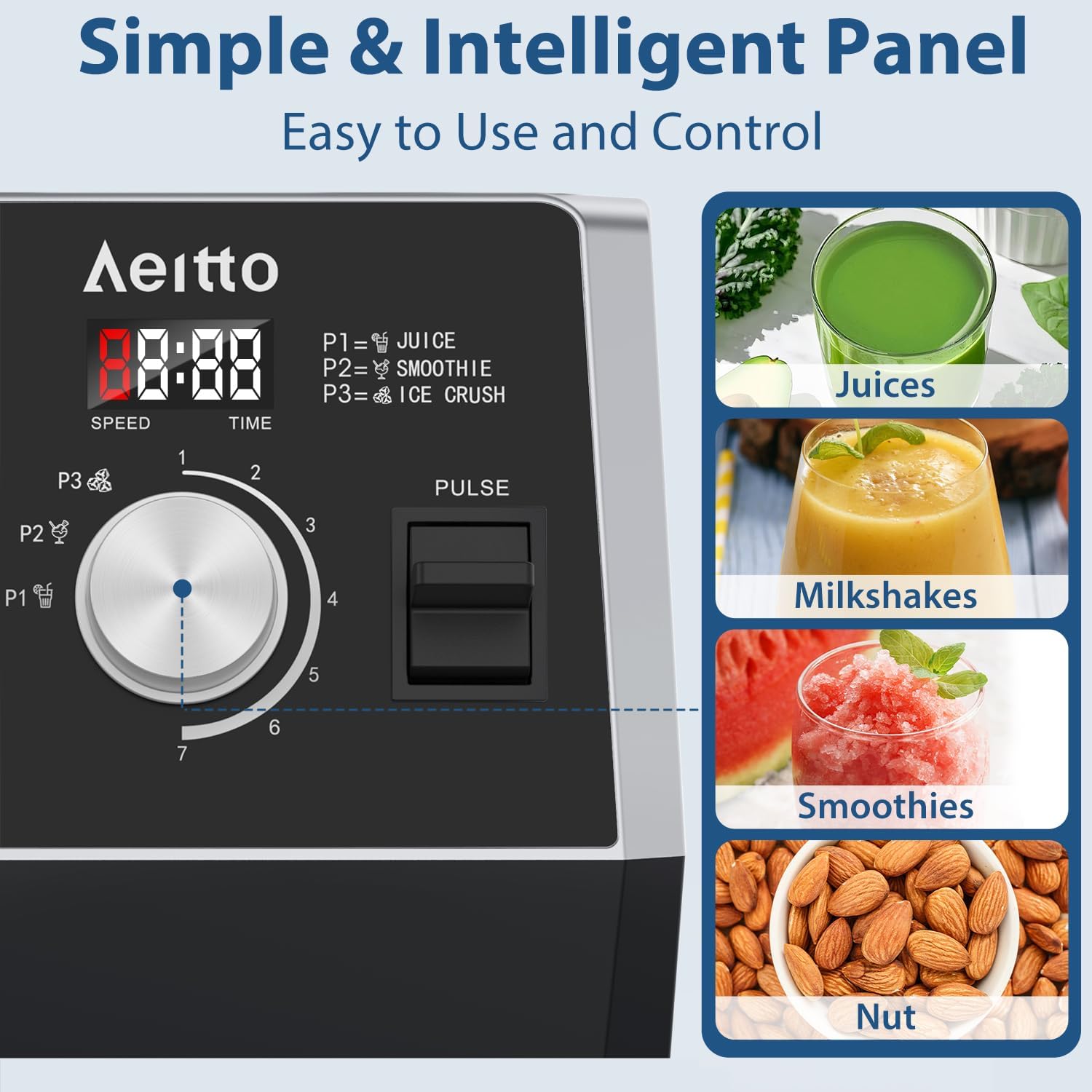 Detalle 2 de Aeitto countertop blender, 68-ounce capacity