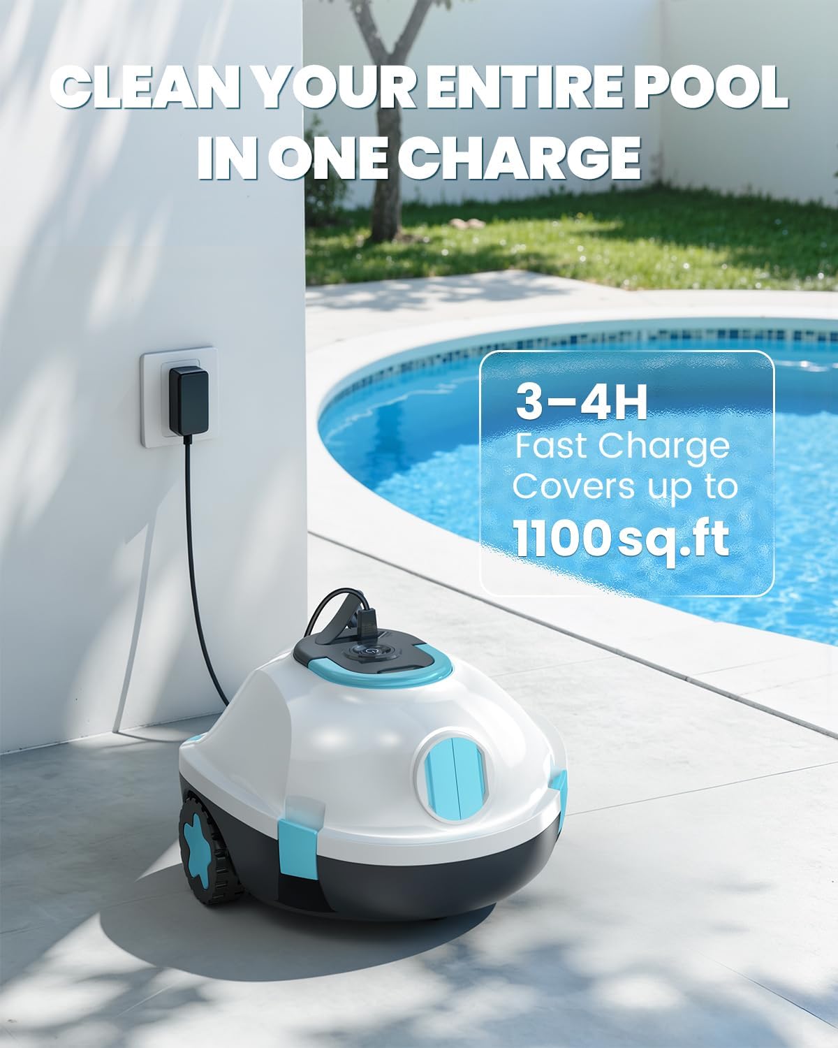 Detalle 2 de Poofata Y20S Cordless Robotic Pool Cleaner with 150-Minute Runtime