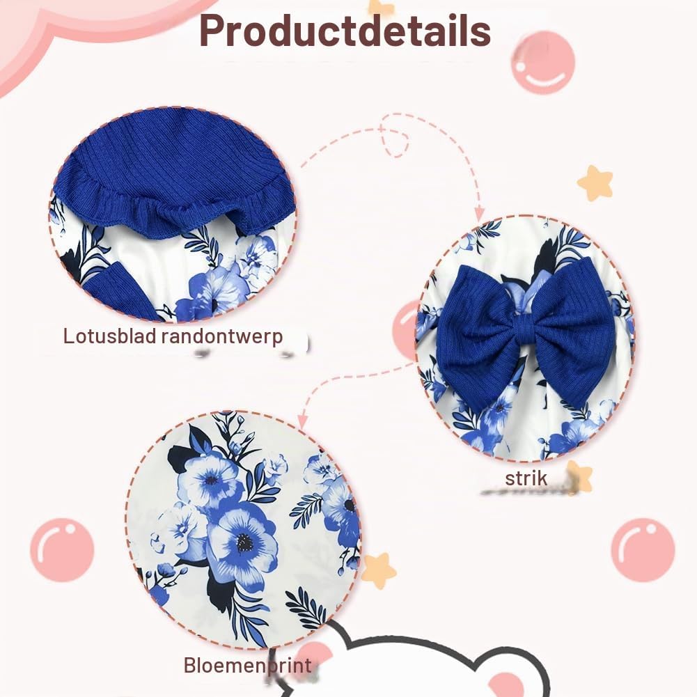 Detalle de Vicloon jurk en vest voor meisjes, mouwloze bloemenjurk met vest met lange mouwen