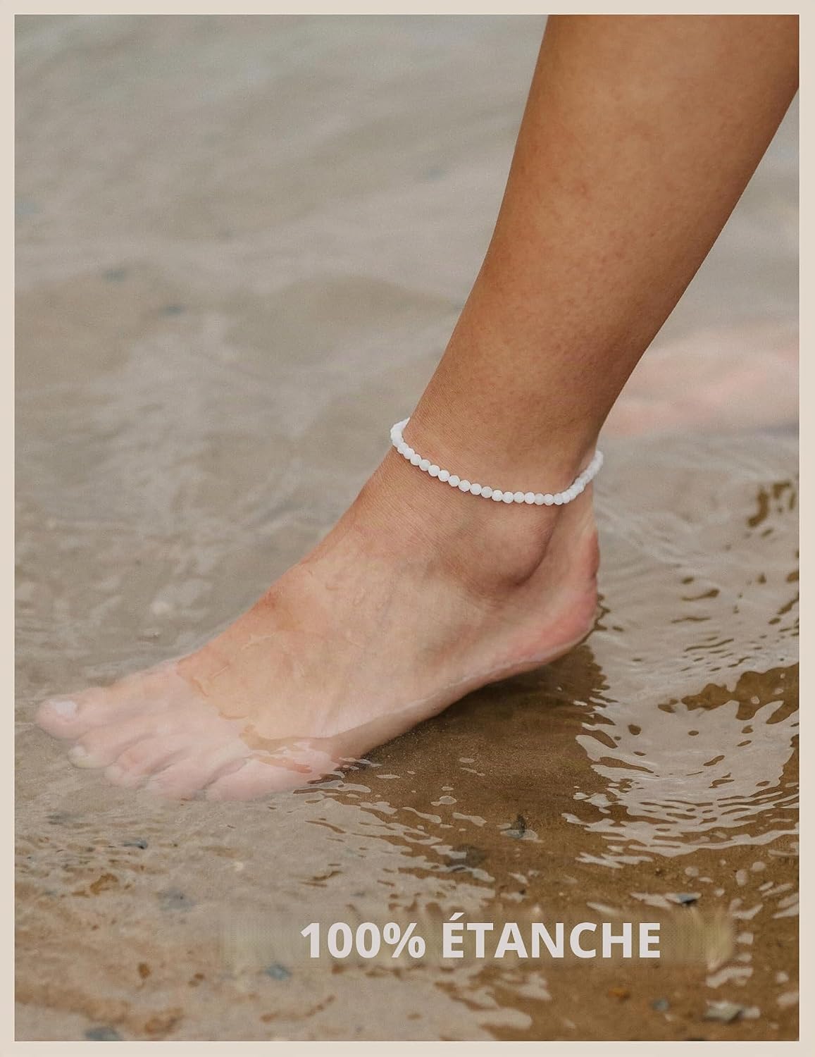 Detalle de GD GOOD.designs EST. 2015 Bracelet de cheville pour femme en pierre naturelle multicolore, perles fines 4 mm