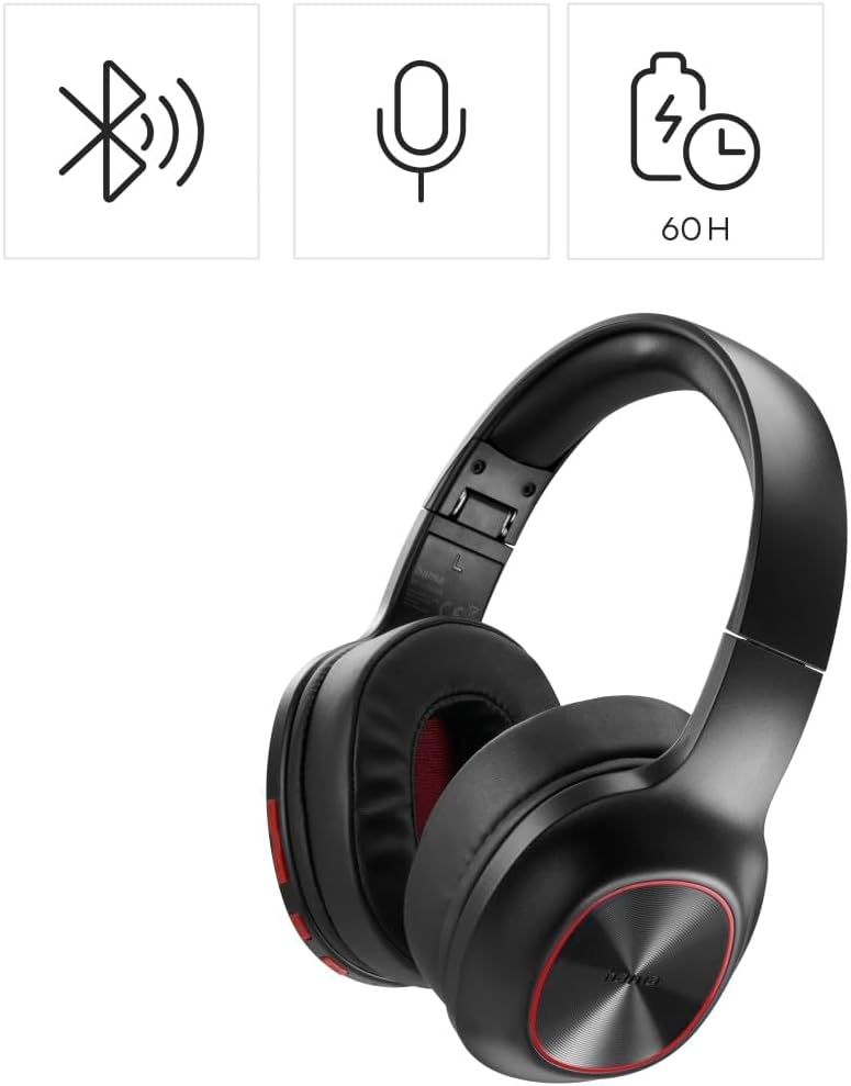 Detalle 2 de Hama Bluetooth Over-Ear Kopfhörer Spirit Calypso III mit bis zu 60h Akku, Bass Boost, Multipoint & faltbar (schwarz)