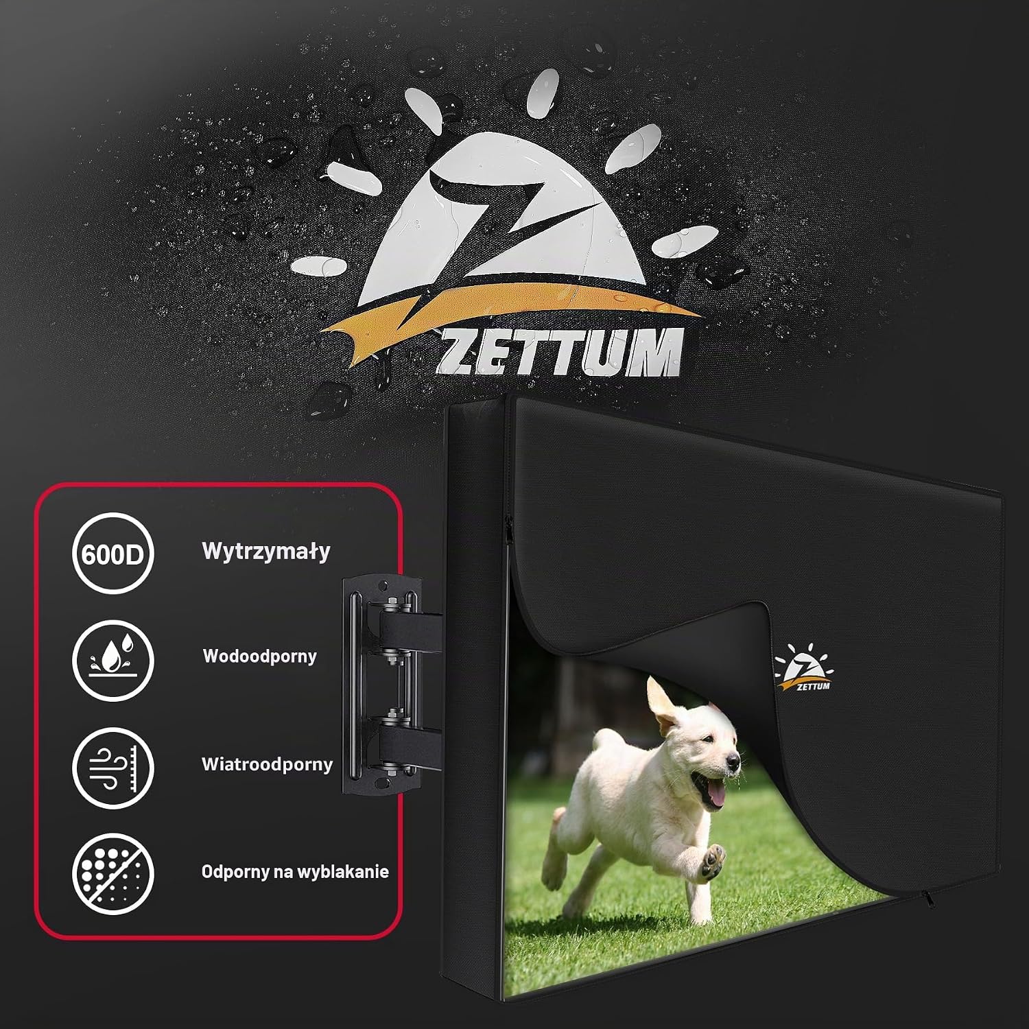 Detalle de Zettum TVC-OP-4648-BLK – składana osłona na telewizor 46–48 cali
