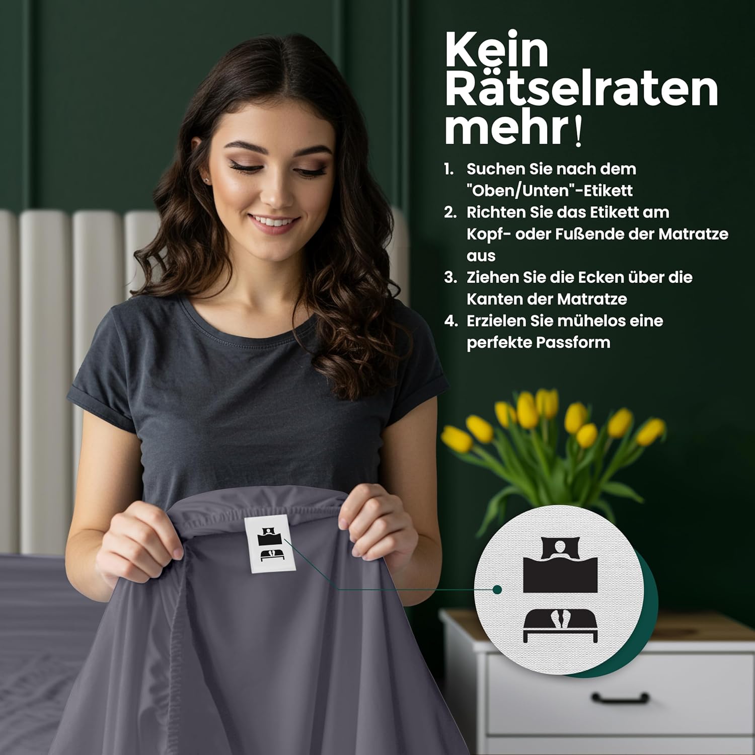 Thumbnail 4 de Utopia Bedding Spannbettlaken 180×200 cm, Grau
