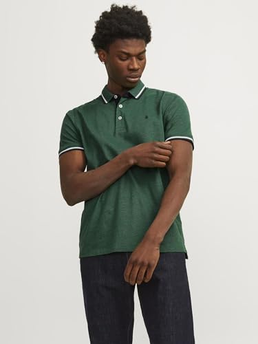 Detalle de Jack & Jones Jjepaulos Polo Ss Noos Polo para Hombre – Dark Grey Melange, talla L