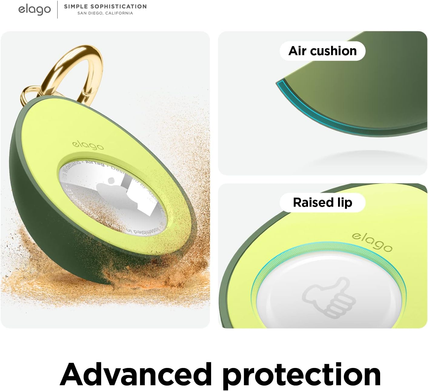 Thumbnail 6 de elago Coque Avocado pour Apple AirTag (compat. 2e & 1re gén) — étui porte-clés de protection contre les chutes (vert)