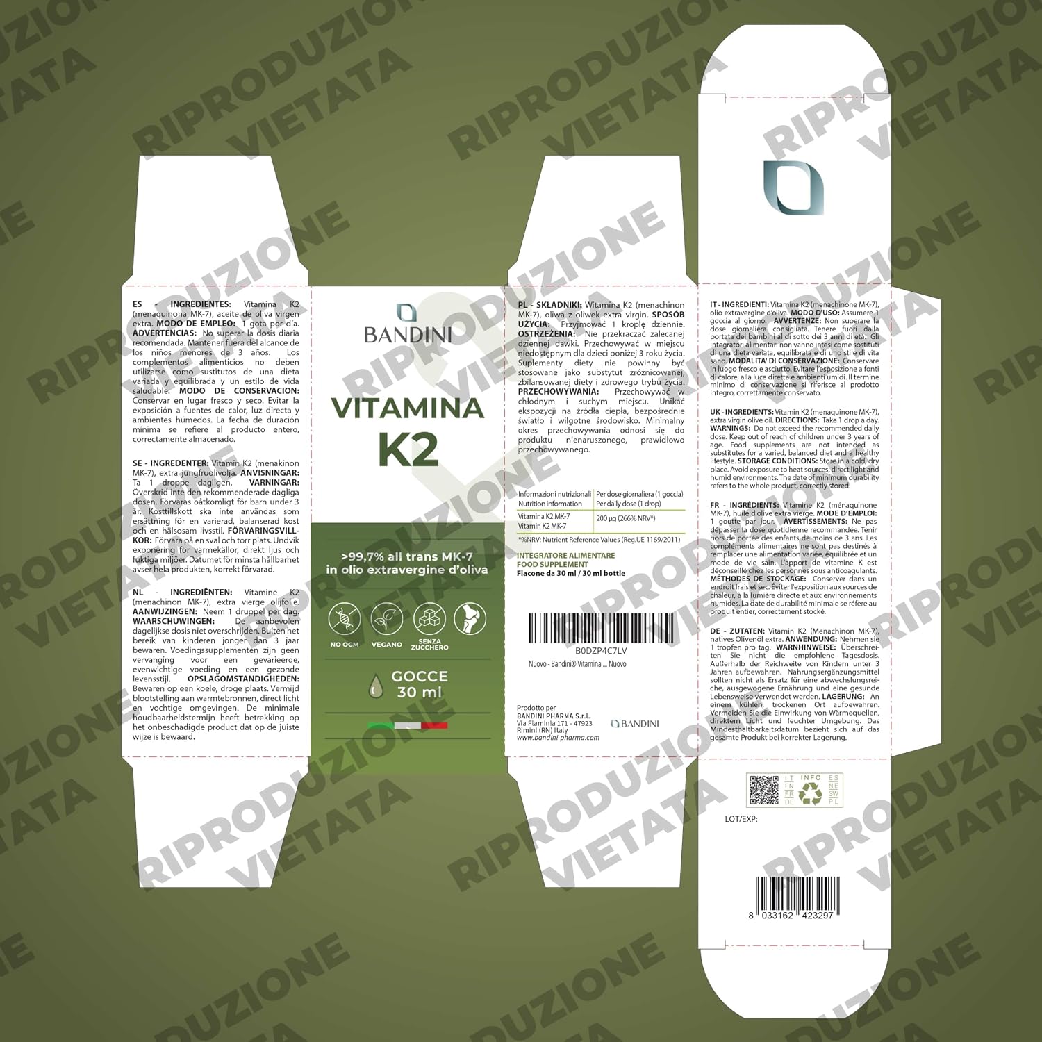 Detalle 1 de BANDINI Vitamine K2 MK7-druppels, 200 µg per dag, 30 ml