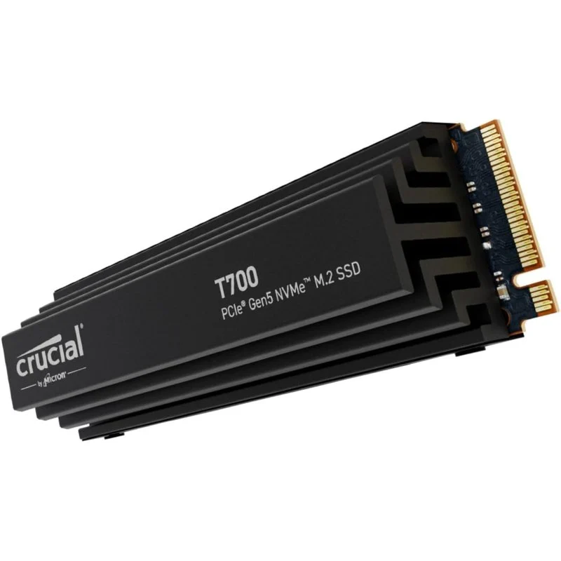 Detalle de Crucial T700 1 TB PCIe Gen5 NVMe M.2 SSD con disipador térmico 💾