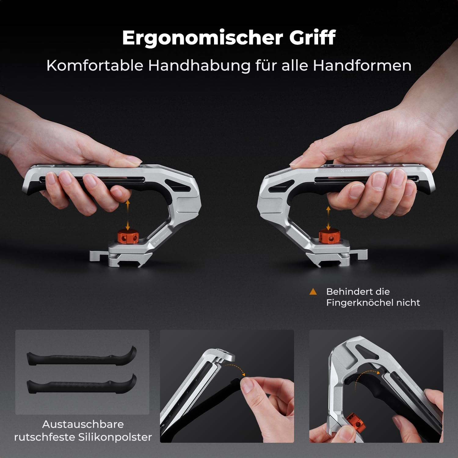 Detalle de K&F CONCEPT Top Handle für Kamerakäfige – Wechsel zwischen 3/8" ARRI Halterung und NATO-Schiene, 4 Kaltschuhhalterungen