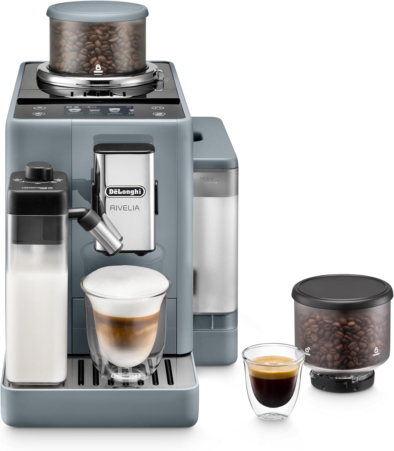 De'Longhi Rivelia Automatic Espresso Machine, Grinder & Frother, Pebble Gray