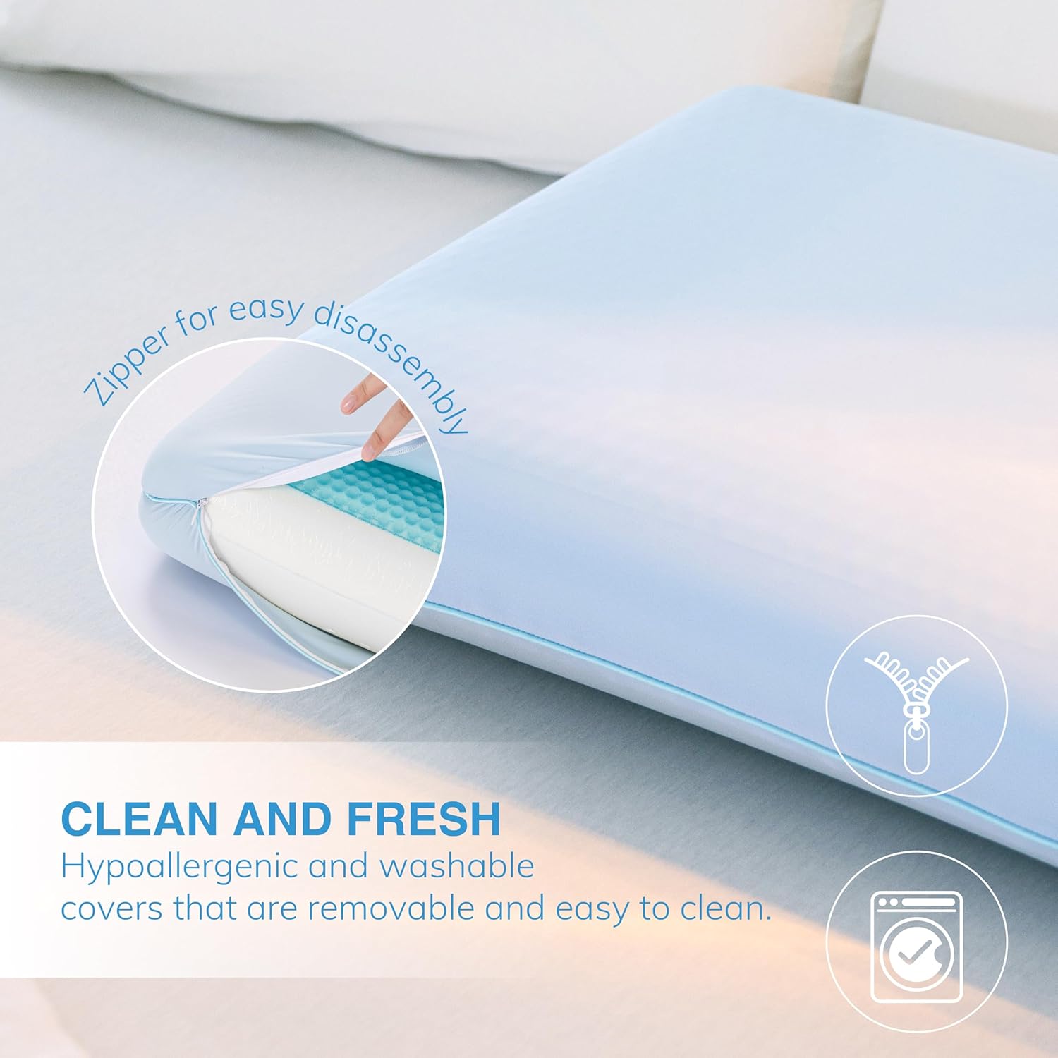Thumbnail 4 de EGOHOME Cooling Gel Memory Foam Pillow - Reversible Cover for All Sleep Positions