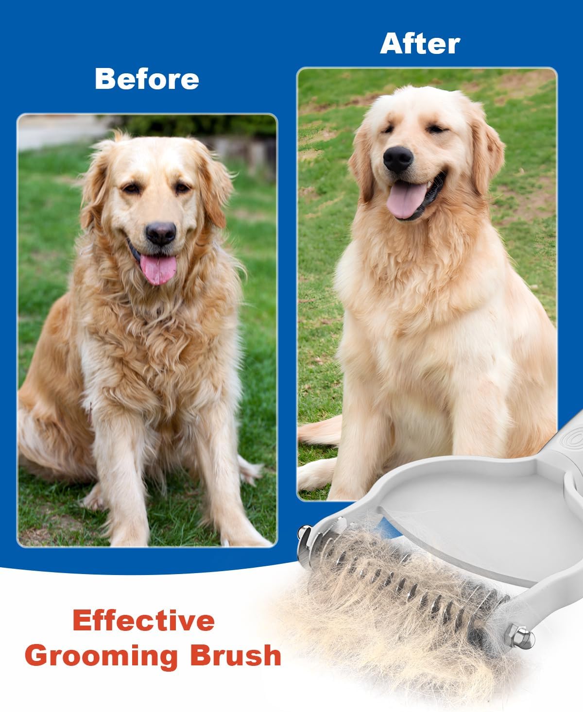 Detalle de ACE2ACE Pettine doppia faccia per sottopelo di cani e gatti, rastrello dematting arancione