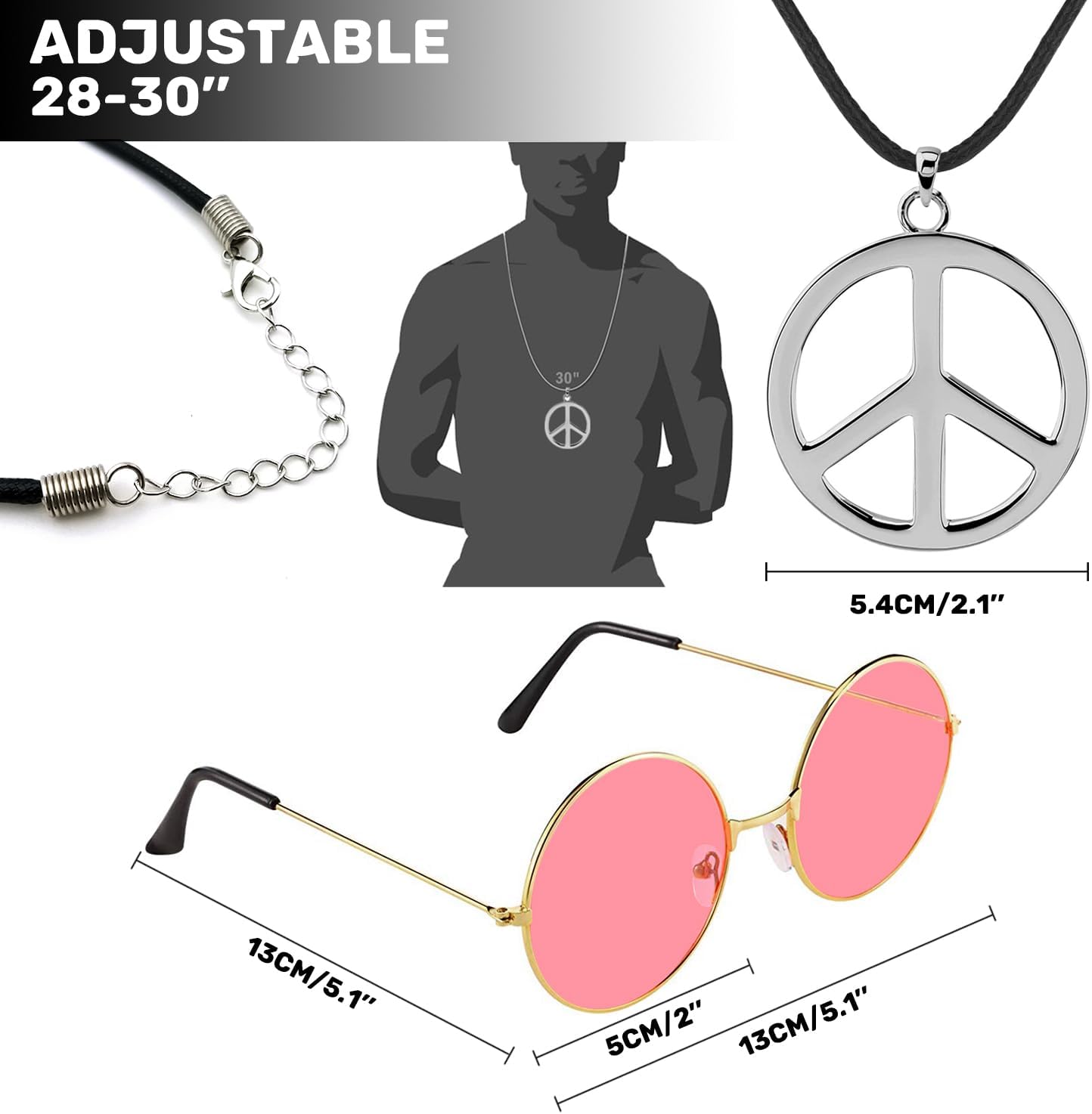 Thumbnail 6 de iZoeL 70er Kostüm 5‑teilig Hippie Outfit 🎭