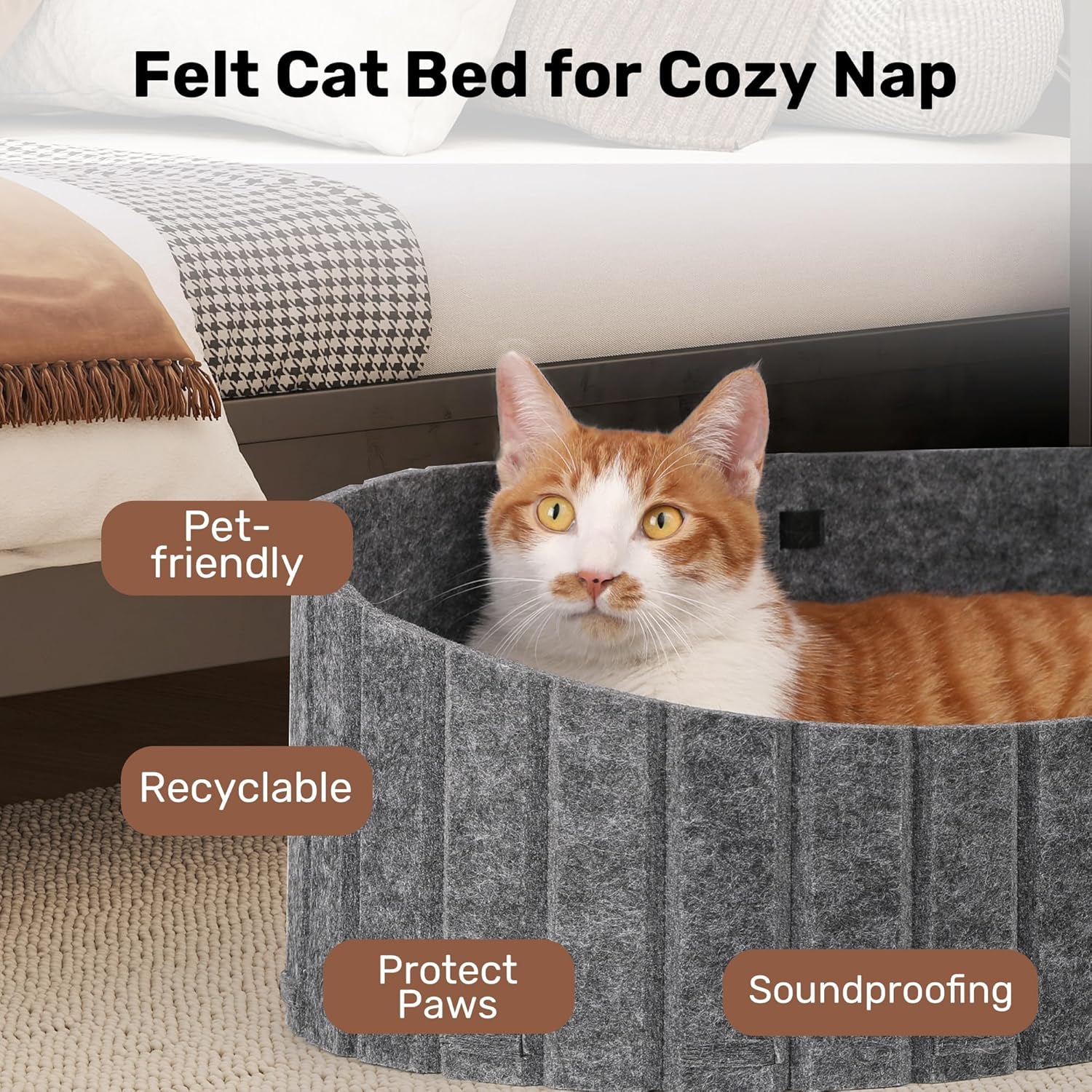 Thumbnail 5 de FUKUMARU 24 inch Cat Couch Bed (Oval Felt House Sofa) – Grey