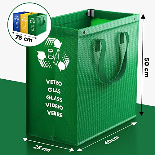 Thumbnail 1 de PTMS® Borse Raccolta Differenziata - 3 Bidoni per Carta, Plastica e Vetro