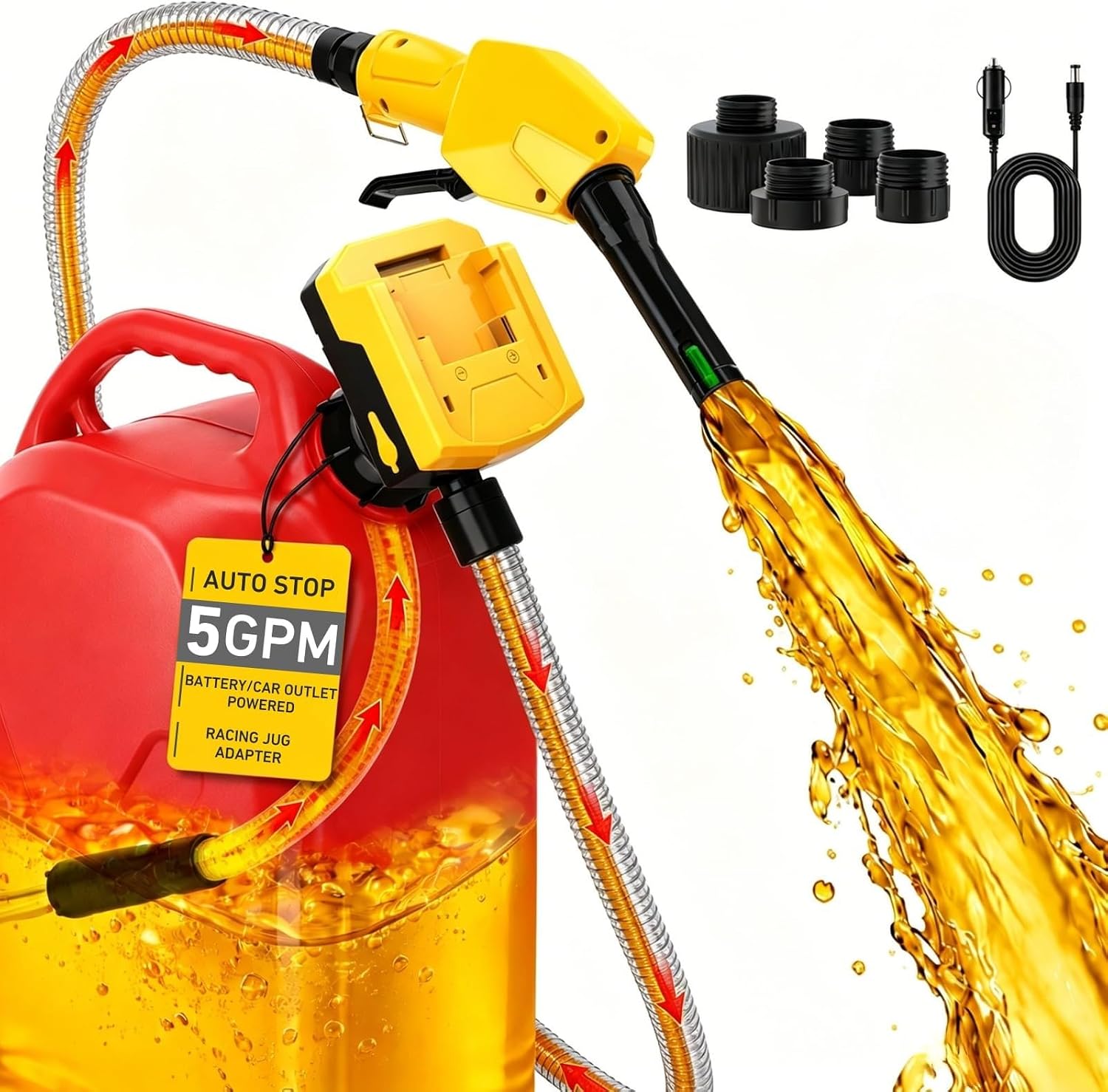 Detalle de MISFANS Cordless Fuel Transfer Pump, 5 GPM, DeWalt 20V and Milwaukee 18V Compatible