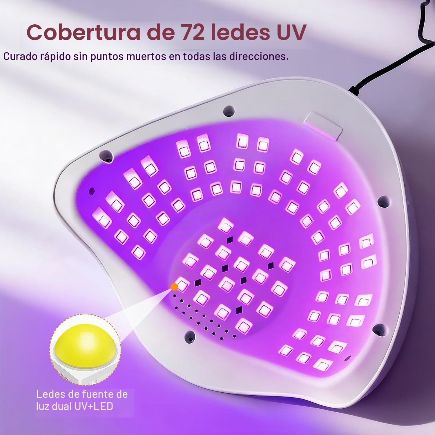 Detalle de JODSONE Lámpara de Uñas Semipermanentes UV LED 320W con 72 LEDs y sensor automático